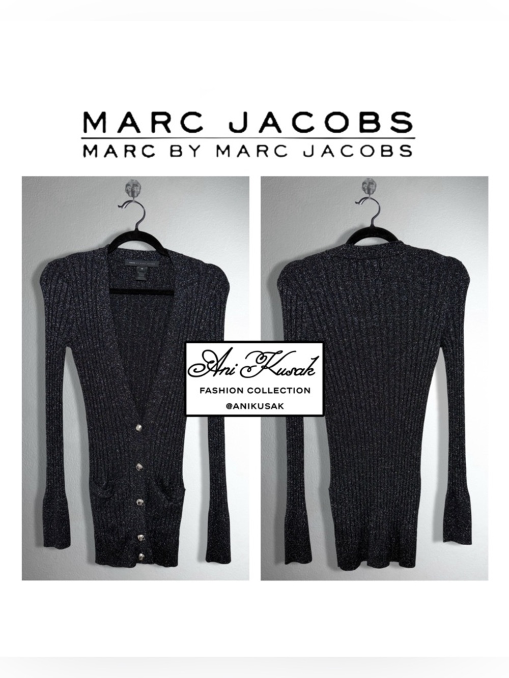 Marc by Marc Jacobs Metallic Ribbed Cardigan